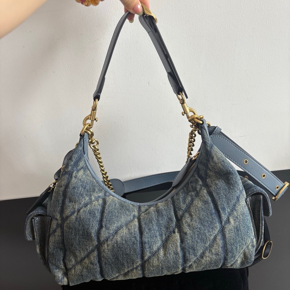 Coach Quilted Denim Crossbody Bag with Gold-Tone Hardware